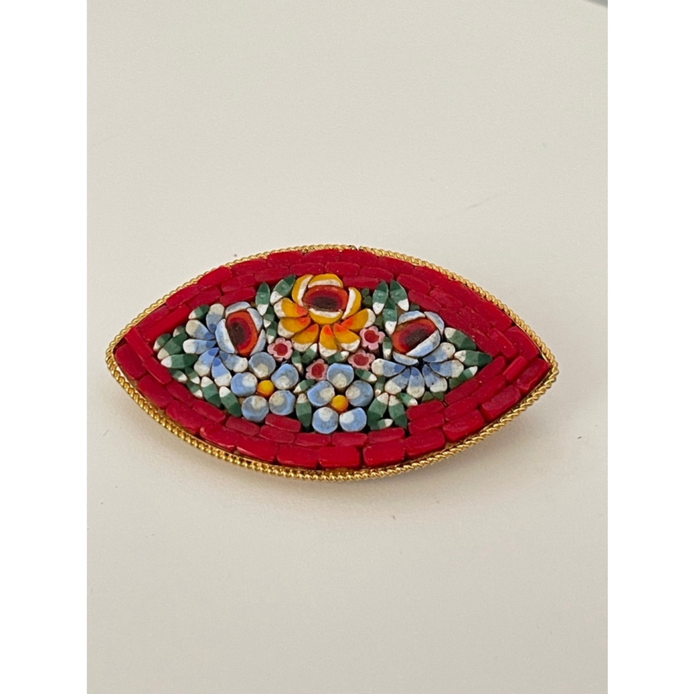 Vintage Italy mosaic brooch
